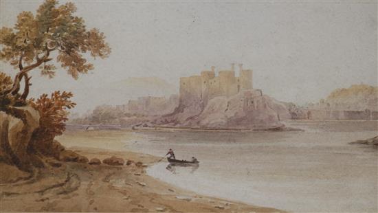 John Varley (1778-1842) Conway Castle 4.5 x 8in.